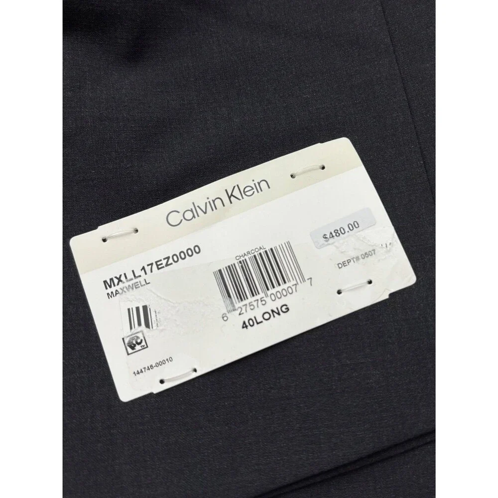 $815 NEW CALVIN KLEIN MENS 40L CHARCOAL WOOL 3 PIECE SUIT W/VEST M & PANTS 32X34